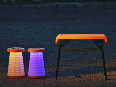 Folding Table and Two Stools with Light